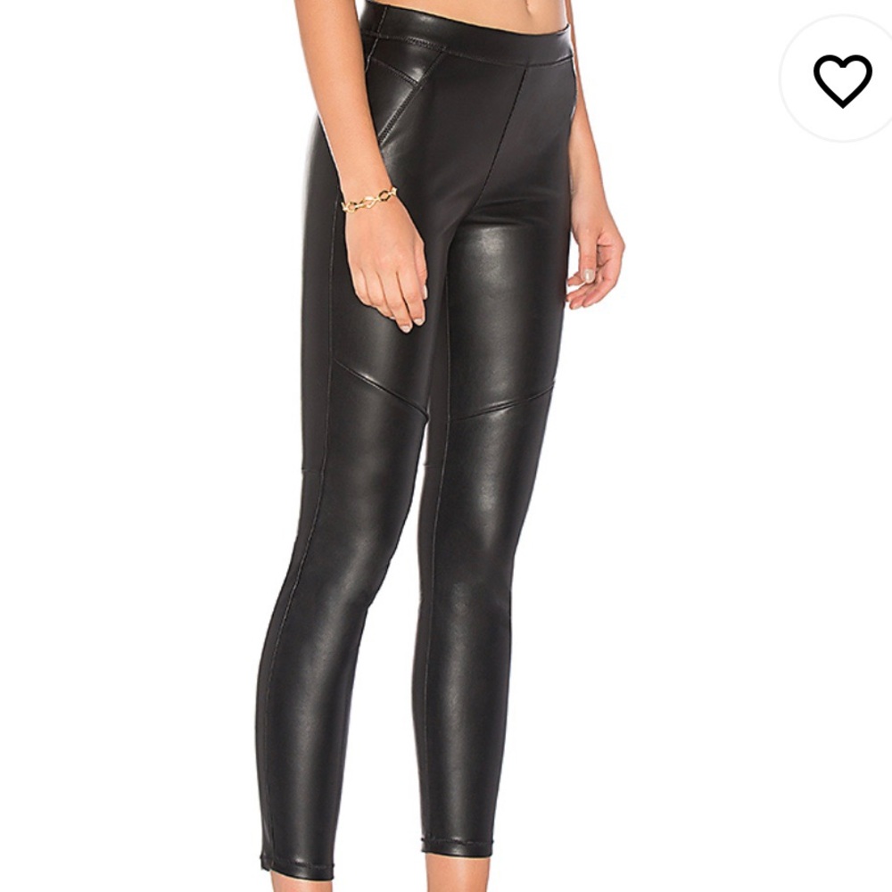 Free People Moto Black Vegan Leather Leggings - Picture 3 of 15